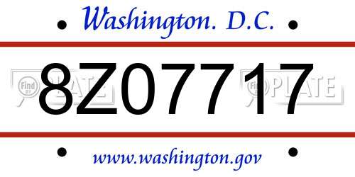8Z07717 District Of Columbia License Plate
