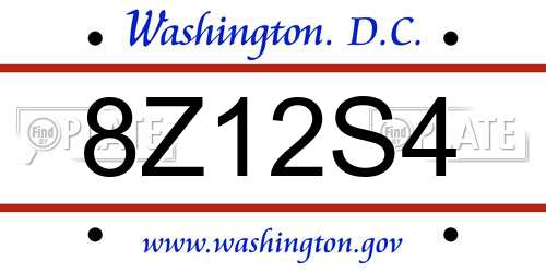 8Z12S4 District Of Columbia License Plate
