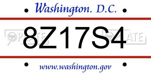 8Z17S4 District Of Columbia License Plate