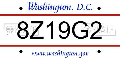 8Z19G2 District Of Columbia License Plate
