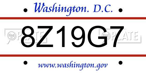 8Z19G7 District Of Columbia License Plate