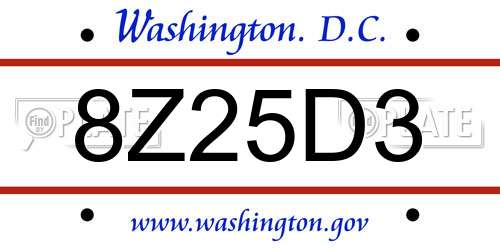 8Z25D3 District Of Columbia License Plate