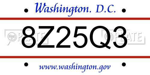 8Z25Q3 District Of Columbia License Plate