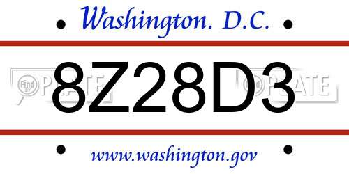 8Z28D3 District Of Columbia License Plate