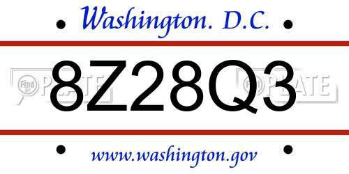8Z28Q3 District Of Columbia License Plate