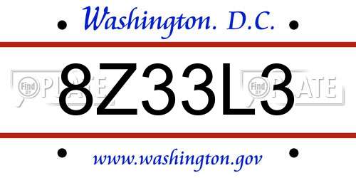 8Z33L3 District Of Columbia License Plate