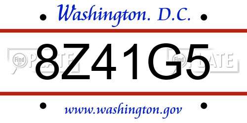8Z41G5 District Of Columbia License Plate