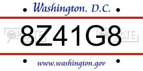 8Z41G8 District Of Columbia License Plate