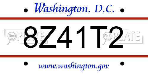 8Z41T2 District Of Columbia License Plate