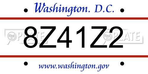 8Z41Z2 District Of Columbia License Plate