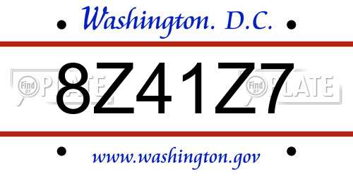 8Z41Z7 District Of Columbia License Plate