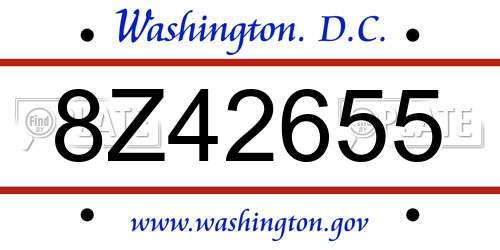 8Z42655 District Of Columbia License Plate