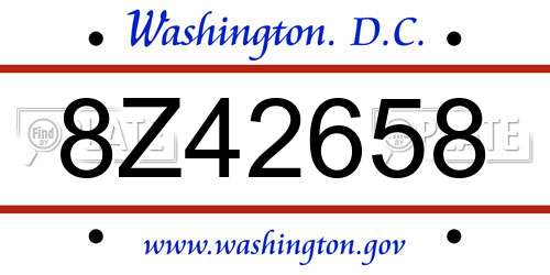 8Z42658 District Of Columbia License Plate