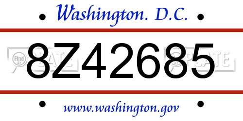 8Z42685 District Of Columbia License Plate
