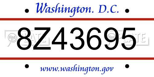 8Z43695 District Of Columbia License Plate