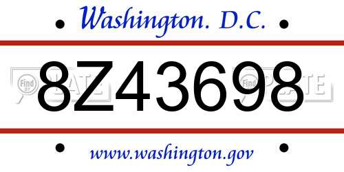 8Z43698 District Of Columbia License Plate