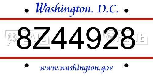 8Z44928 District Of Columbia License Plate