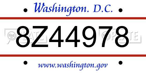 8Z44978 District Of Columbia License Plate