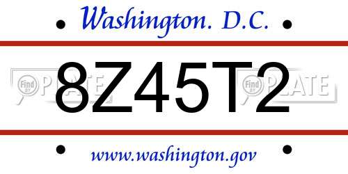 8Z45T2 District Of Columbia License Plate