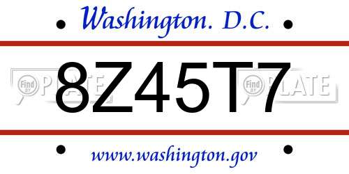 8Z45T7 District Of Columbia License Plate