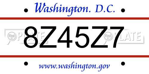 8Z45Z7 District Of Columbia License Plate