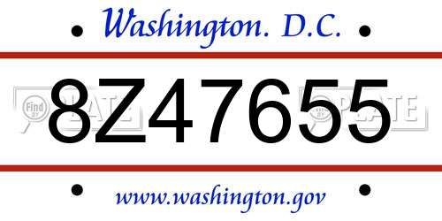 8Z47655 District Of Columbia License Plate
