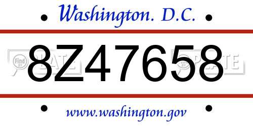 8Z47658 District Of Columbia License Plate