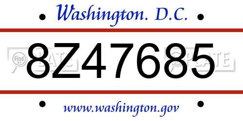 8Z47685 District Of Columbia License Plate