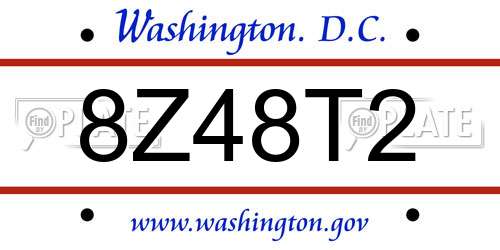 8Z48T2 District Of Columbia License Plate