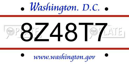 8Z48T7 District Of Columbia License Plate