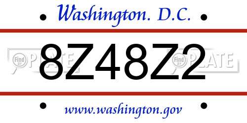8Z48Z2 District Of Columbia License Plate