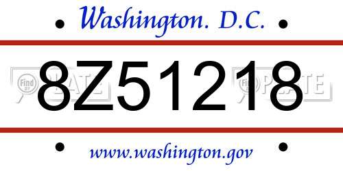 8Z51218 District Of Columbia License Plate