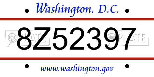 8Z52397 District Of Columbia License Plate