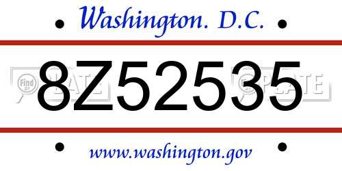 8Z52535 District Of Columbia License Plate