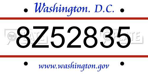 8Z52835 District Of Columbia License Plate