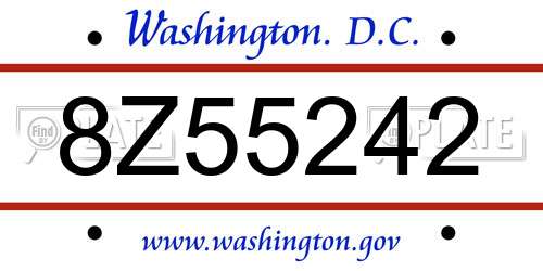8Z55242 District Of Columbia License Plate