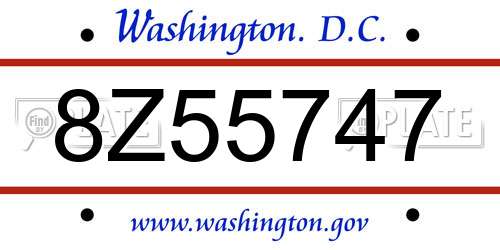 8Z55747 District Of Columbia License Plate
