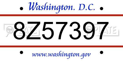 8Z57397 District Of Columbia License Plate