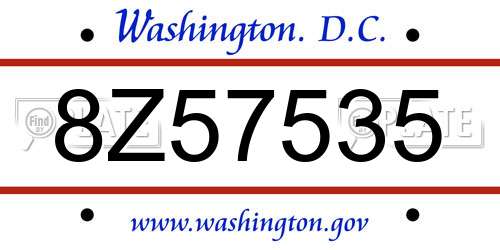 8Z57535 District Of Columbia License Plate