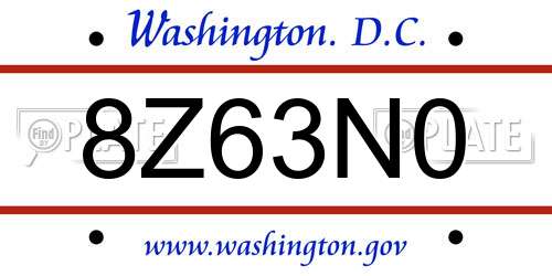 8Z63N0 District Of Columbia License Plate