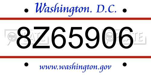8Z65906 District Of Columbia License Plate
