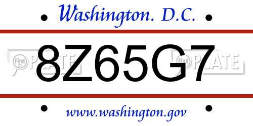 8Z65G7 District Of Columbia License Plate