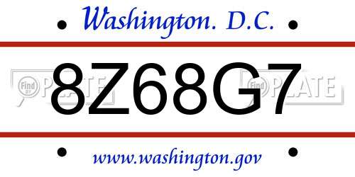 8Z68G7 District Of Columbia License Plate