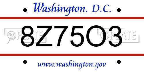 8Z75O3 District Of Columbia License Plate