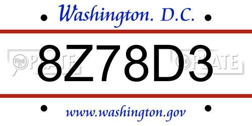 8Z78D3 District Of Columbia License Plate