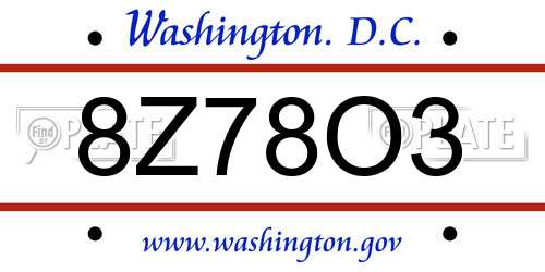 8Z78O3 District Of Columbia License Plate