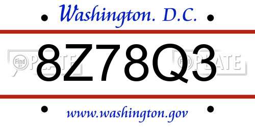 8Z78Q3 District Of Columbia License Plate