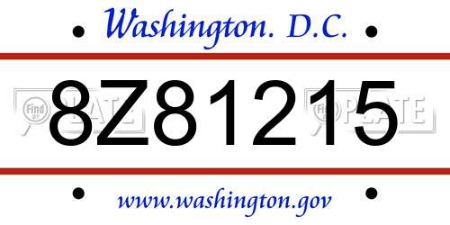 8Z81215 District Of Columbia License Plate