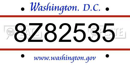 8Z82535 District Of Columbia License Plate