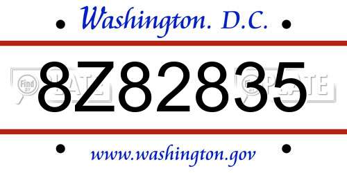 8Z82835 District Of Columbia License Plate